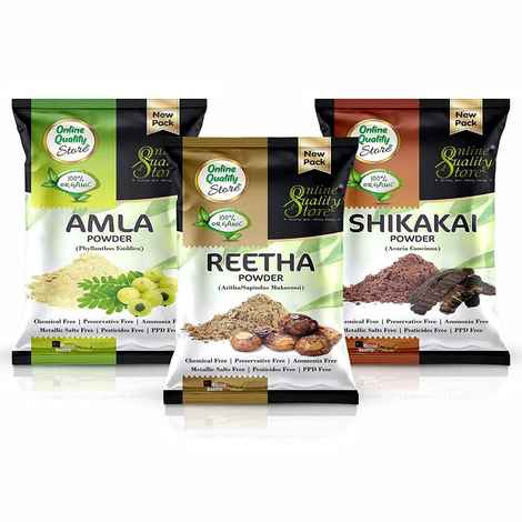 Buy Online Quality Store Reetha Amla Shikakai Powder For Hairs - Reetha, Shikakai , Amla - 380 gm - Purplle