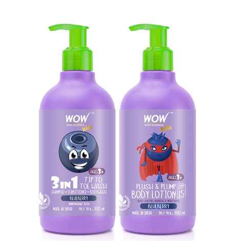 Buy Wow Kids Skin care Blueberry Kit 300 ml+300 ml - Purplle