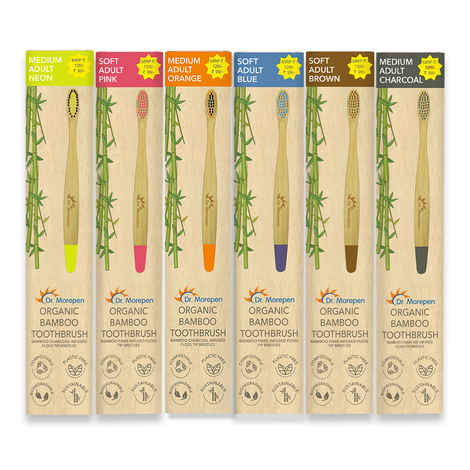 Buy DR. MOREPEN Organic Bamboo Toothbrush For Adults Pack of 6 - Purplle
