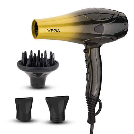 Buy VEGA Super Pro 2400 Watts Professional Hair Dryer With Diffuser, 2 Detachable Nozzle & Travel Pouch (VHDP-04)-Black - Purplle
