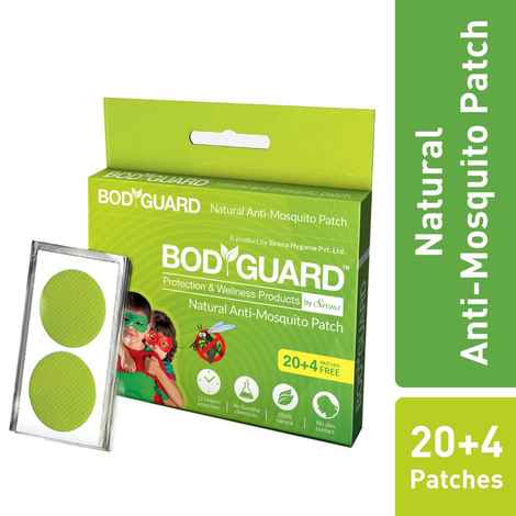 Buy Sirona Bodyguard Premium Natural Anti Mosquito Patches - 20 + 4 Patches - Purplle