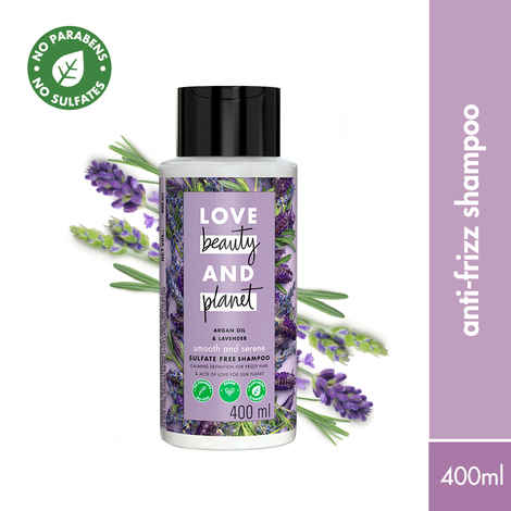 Love Beauty Planet Argan Oil and Lavender Sulfate Free Smooth and Serene Shampoo, 400 ml