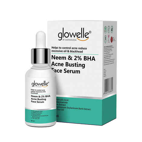 Buy Aryanveda Glowelle Neem & 2% BHA Acne Busting Face Serum | For Acne, Excessive Oil and Blackheads Control - 30 ML - Purplle