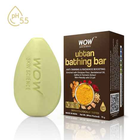 Buy WOW Skin Science Brightening Ubtan Bath Soap Bar - All Skin Type - Anti-tanning With 5.5 Ph - No Artificial Color, Parabens, Mineral Oil - 75 g - Purplle