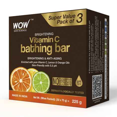 Buy WOW Skin Science Vitamin C Bathing Bar for Skin Brightening, Age Spots And Hyperpigmentation - 225 gm - Purplle