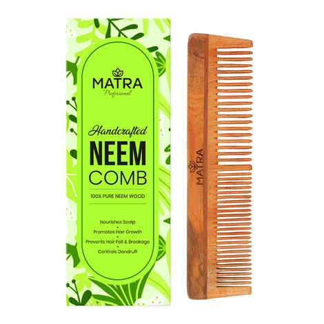 Buy Matra Pure Neem Wood Comb | Neem Comb for Hair Growth and Anti Dandruff | Fine and Wide Tooth Neem Wooden Comb for Women & Men | All Hair Types | Eco Friendly - Purplle