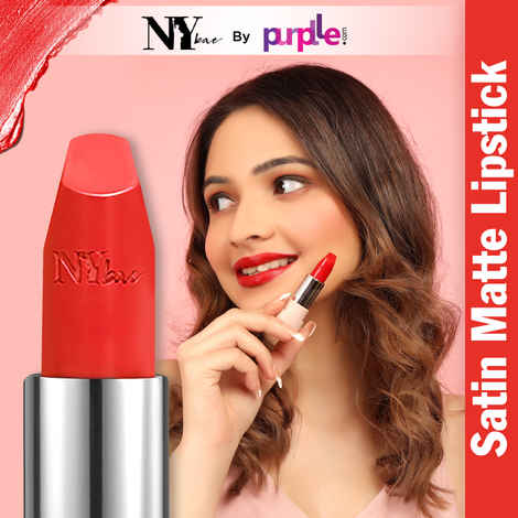 Buy NY Bae Satin Matte Lipstick - Sacred Scarlet 14 (4.2 g) | Red | Silky Smooth Texture | High Shine | Weightless | With Vitamin A & E - Purplle