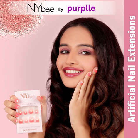 Buy NY Bae Nail It Nail Extensions With Adhesive - Little Hearts 04 | 24 Nails Set | Easy Application | Long lasting | Comfortable Wear - Purplle