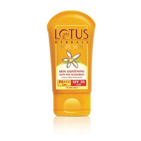 Buy Lotus Herbals Safe Sun Skin Lightening Anti -Tan Sunscreen | SPF 30 | PA+++ | Active Triple Protection | 50 gm - Purplle