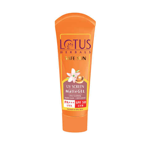 Buy Lotus Herbals Safe Sun Uv Screen Mattegel Ultra Soothing Sunscreen | PA+++ | SPF 50 | Matte Look | Oil Control | For Normal to Oily Skin | 30 gm - Purplle