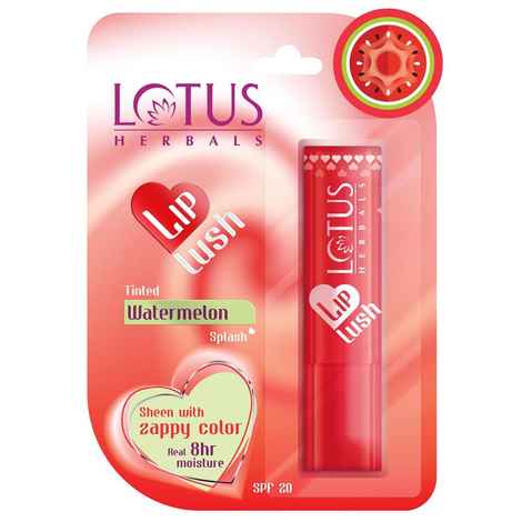 Buy Lotus Herbals Lip Lush Tinted Lip Balm - Watermelon Splash | SPF 20 | 8h Moisturisation | 4g - Purplle
