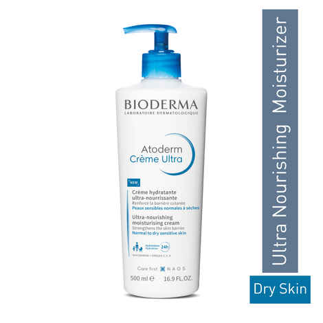 Buy Bioderma Atoderm Creme Ultra-Nourishing - Moisturizer For Normal To Sensitive Dry Skin (With pump), 500ml - Purplle