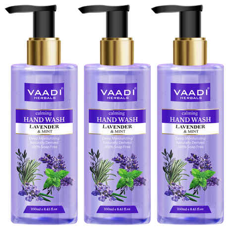 Vaadi Herbals Pack of 3 Calming Lavender & Mint Hand Wash - Deep Moisutirizing (250 ml x 3)