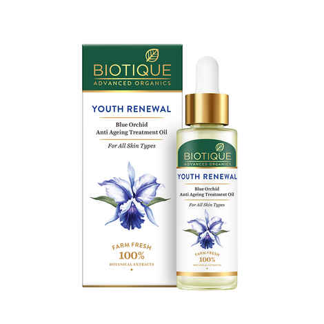 Buy Biotique Advanced Organics Youth Renewal Blue Orchid Anti Ageing Treatment Oil (30 ml) - Purplle
