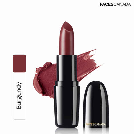 Buy FACES CANADA Weightless Creme Finish Lipstick - Burgundy, 4 gm | Creamy Finish | Smooth Texture | Long Lasting Rich Color | Hydrated Lips | Vitamin E, Jojoba Oil, Shea Butter, Almond Oil - Purplle