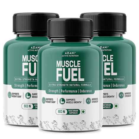 Buy Azani Herbal Mass Gainer Capsules, Muscle Fuel | Energy and Stamina Booster, Muscle Builder | 100% Natural with Ashwagandha, Shatavari, Safed Musali,Gokhru and Amla Extract, 90 Nos - Purplle