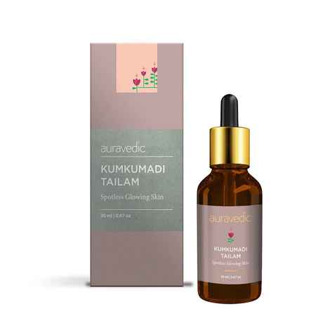 Buy Auravedic kumkumadi tailam kumkumadi face oil for glowing skin. Pure luxuriously smooth kumkumadi oil for a brighter everyday glow infused with real saffron oil. kumkumadi tailam for face for women ,men 30ml - Purplle