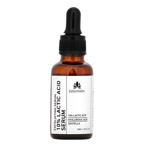 Suganda 10% Lactic Acid Serum,  With Hyaluronic Acid For Uneven Texture, Removes Dead Skin Cells, Reduces Dark Spots (30 ml)
