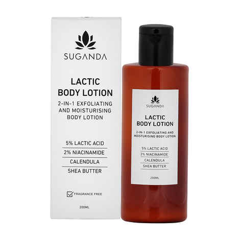 Buy Suganda 5% lactic acid, 2% Niacinamide, Calendula, Shea Butter, 2-in-1 Exfoliating & Moisturising Fragrance Free Body Lotion, 200 ml - Purplle