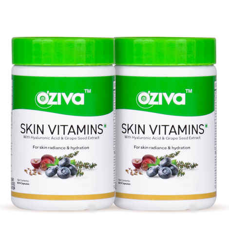 Buy OZiva Skin Vitamins With Hyaluronic Acid & Grape Seed for Skin Radiance & Hydration (Pack of 2) - Purplle