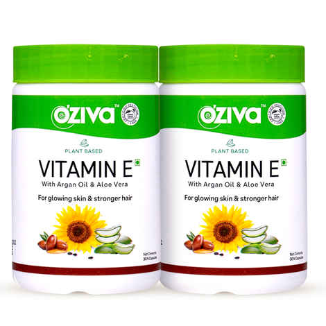 Buy OZiva Plant Based Vitamin E, with Sunflower, Aloe vera & Argan oil, for Face & Skin Glow (Pack of 2) - Purplle