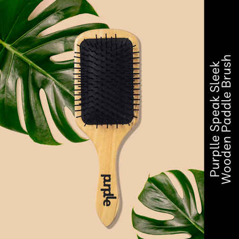 Buy Purple Speak Sleek Wooden Paddle Brush - Purplle