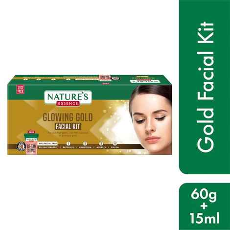 Buy Nature's Essence Glowing Gold Facial Kit, 60g+15ml, For 3 Use - Purplle
