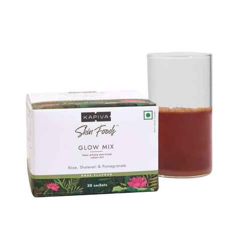 Buy Kapiva Skin Foods Glow Mix, Ayurvedic Beauty Supplement for Healthy & Glowing Skin, Rose Flavour 150 gm - Purplle