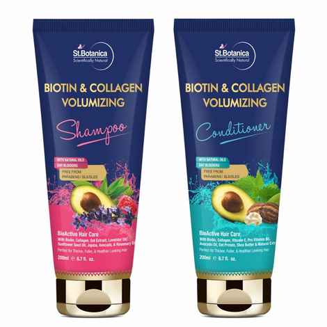 Buy StBotanica Biotin & Collagen Hair Shampoo + Biotin & Collagen Hair Conditioner Volumizing Kit - No SLS, Paraben (200 ml) Each - Purplle