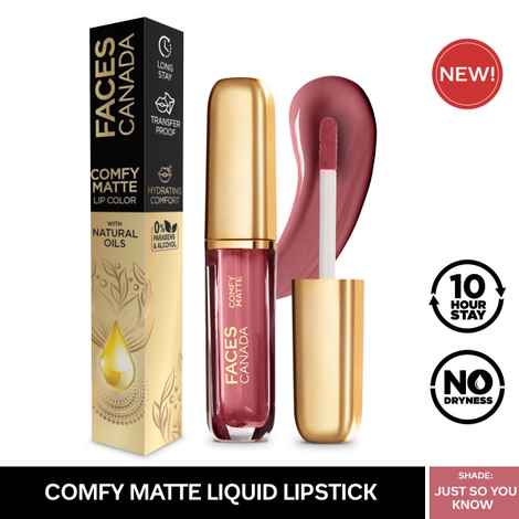 Buy Faces Canada Comfy Matte Lip Color | Comfortable 10 Hours Longstay | Matte Finish | With natural Oils | Just So You Know 10 3ml - Purplle