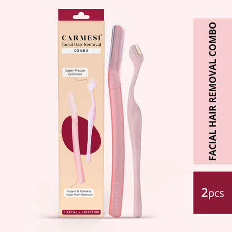 Carmesi Women's Facial Hair Removal Combo | Pack of 1 Facial Razor & 1 Eyebrow Razor | Instant & Painless Hair Removal | Eyebrows, Upper Lip, Peach Fuzz, Sideburn, Forehead