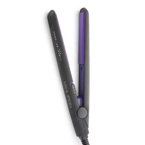 IKONIC PROFESSIONAL Mini Iron | Black & Purple|A Ceramic | Corded Electric | All Hair Type | Heating Temperature 1 Pc