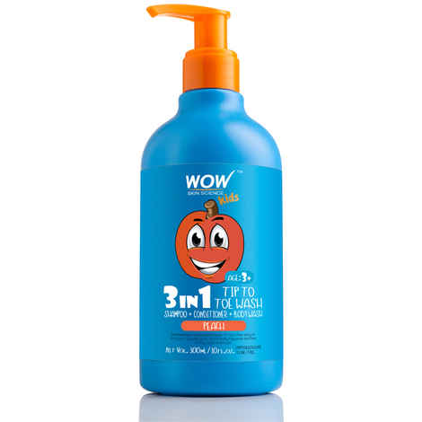 Buy WOW Skin Science Kids 3 in 1 Tip to Toe Wash - Peach - (300 ml) - Purplle
