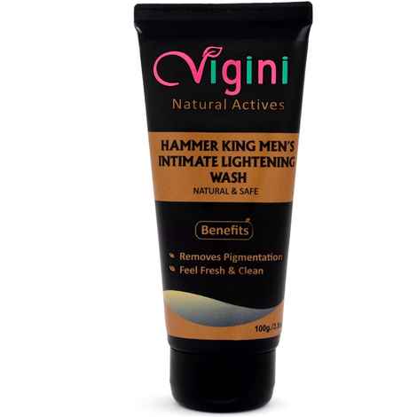 Vigini Natural Hammer King Intimate Lightening Whitening Hygiene Gel Wash for Men Anti (Itching Bacterial Irritation Fungal) Private Parts Removes Odor pH Balanced Glutathione, Vitamin C, Coffee (100 gm)