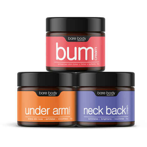 Buy Bare Body Essentials Perfect Body Combo - Underarm Cream (50 gm), Bum Cream (60 gm) & Neck Back Cream (50 gm) - Purplle