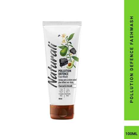 Naturali Pollution Defence Face Wash with Charcoal & Avocado | Best Face Wash for Glowing Skin | Charcoal Face Wash ,100 ml