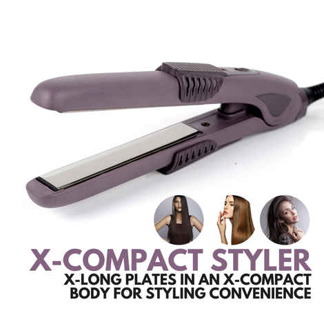 Buy Alan Truman X-Compact Styler | Extra Long Plates| Ceramic Coated Plates Ensure Frizz Free Styling | Long Lasting Results In A Compact Size Straightner| Compact And Slim|Sturdy And Long Lasting Hinge Enhance The Life Of The Straightener 1 Pc - Purplle