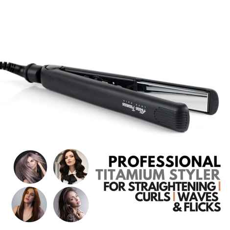 Buy Alan Truman Titanium Slim Hair Straightener | Digital Titanium Slim Styler| Salon Grade Mirror Titanium Coating Ensure Poker Straight Hair| Full Digital Temperature Control| Least Heat Induced Damage| Smoother Shinier Finish 1 Pc - Purplle