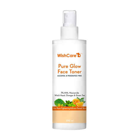 Buy WishCare Pure Glow Face Toner for Pore Tightening & Even Toned Skin with 7% AHA, Oranges & Green Tea (200 ml) - Purplle