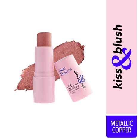 Buy Blue Heaven Kiss & Blush Lip, Cheek & Eye Tint with Avocado Oil & Mango Butter | 3-in-1 blush for face makeup | Rich & Creamy Formula |Easily Blendable | Multipurpose Makeup, Metallic Copper, 8.5 gm - Purplle