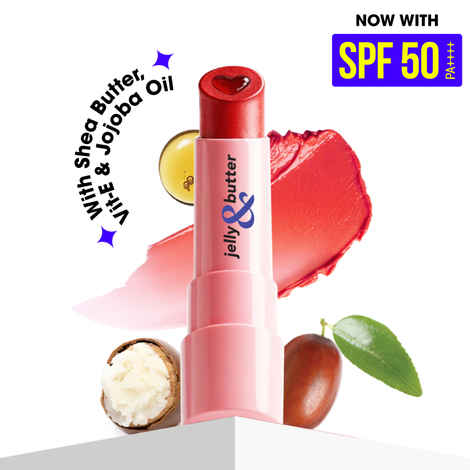 Buy Blue Heaven Jelly & Butter SPF 50 Lip Balm infused with Jojoba Oil, Shea Butter + Vitamin E, smoothens Dry & Chapped Lips, Fades Pigmentation, Soften & Smoothes Plums Lips, Light Red, 3 gm - Purplle