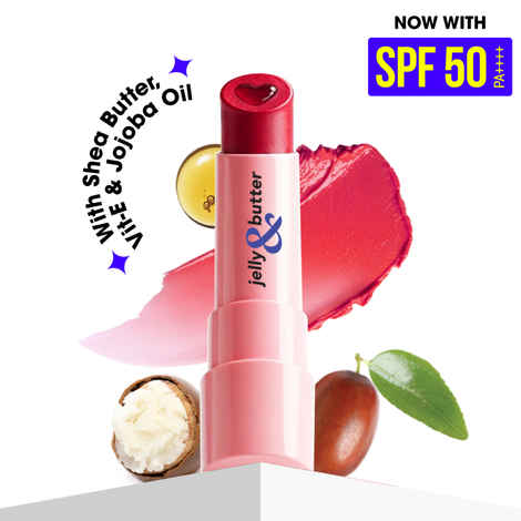 Buy Blue Heaven Jelly & Butter SPF 50 Lip Balm infused with Jojoba Oil, Shea Butter + Vitamin E, smoothens Dry & Chapped Lips, Fades Pigmentation, Soften & Smoothes Plums Lips, Pink Rose, 3 gm - Purplle