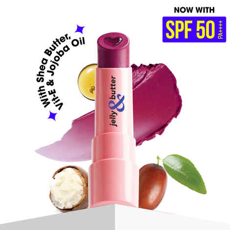 Buy Blue Heaven Jelly & Butter SPF 50 Lip Balm infused with Jojoba Oil, Shea Butter + Vitamin E, smoothens Dry & Chapped Lips, Fades Pigmentation, Soften & Smoothes Plums Lips, Plum Kiss, 3 gm - Purplle