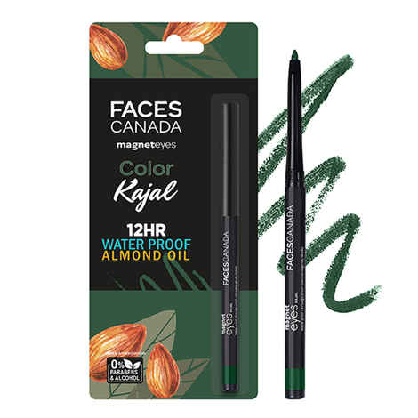 Buy FACES CANADA Magneteyes Color Kajal - Green Appreciation 0.30 gm | Highly Pigmented Kohl | 12HR Long Stay | Single Stroke Glide | Waterproof & Smudgeproof | Almond Oil Enriched - Purplle