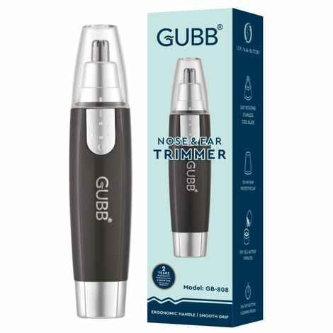 GUBB Cordless Nose & Ear Trimmer - (GB-808) Black-Silver - 1 Pc