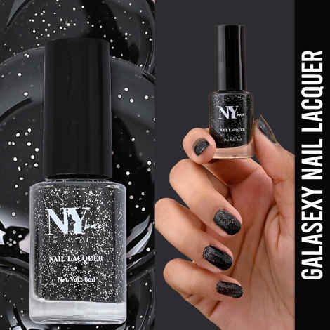 Buy NY Bae Galasexy Nail Lacquer - Shimmery Black Hole 08 (6 ml) | Black | Shimmer Finish | High Colour Payoff | Chip Free | Long lasting | Cruelty Free - Purplle
