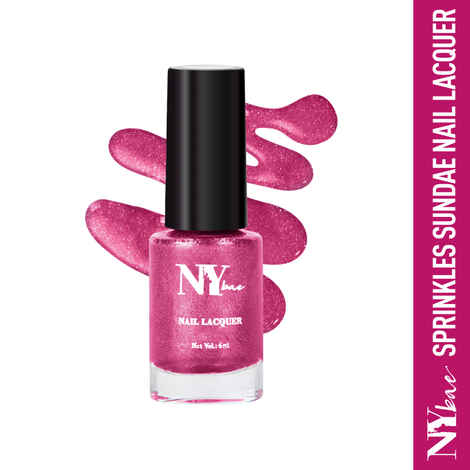 Buy NY Bae Sugar Effect Sprinkles Sundae Nail Lacquer - Dragonfruit Sprinkles Sundae 13 (6 ml) | Pink | Sugar Effect | Highly Pigmented | Chip Resistant | Non-Yellowing | Streak-free Application | Cruelty Free | Non-Toxic - Purplle