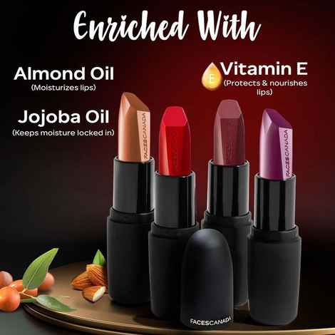 FACES CANADA Weightless Creme Finish Lipstick - Imperial Plum, 4 gm | Creamy Finish | Smooth Texture | Long Lasting Rich Color | Hydrated Lips | Vitamin E, Jojoba Oil, Shea Butter, Almond Oil