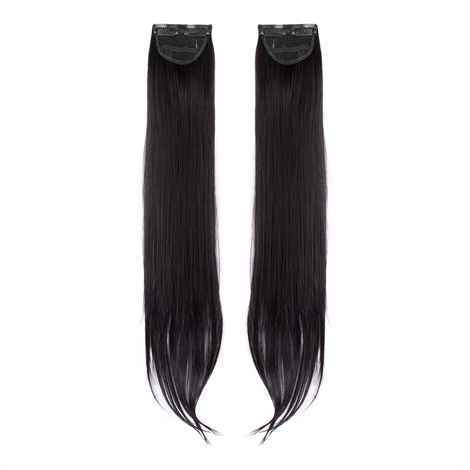 Buy STREAK STREET CLIP-IN 24" STRAIGHT NATURAL BLACK SIDE PATCHES (2pcs Set) - Purplle