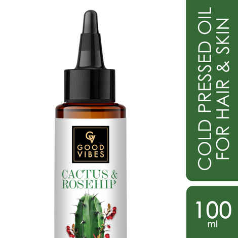 Buy Good Vibes Cactus And Rosehip Cold Pressed Oil For Hair & Skin (100ml) - Purplle